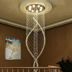 8-Light 60 cm Line Design Modern Pendant Light Crystal Bulb Included Designers Chandelier Metal Electroplated Chic Modern Living Room(Bulb not included )