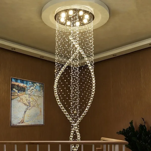 8-Light 60 cm Line Design Modern Pendant Light Crystal Bulb Included Designers Chandelier Metal Electroplated Chic Modern Living Room(Bulb not included )