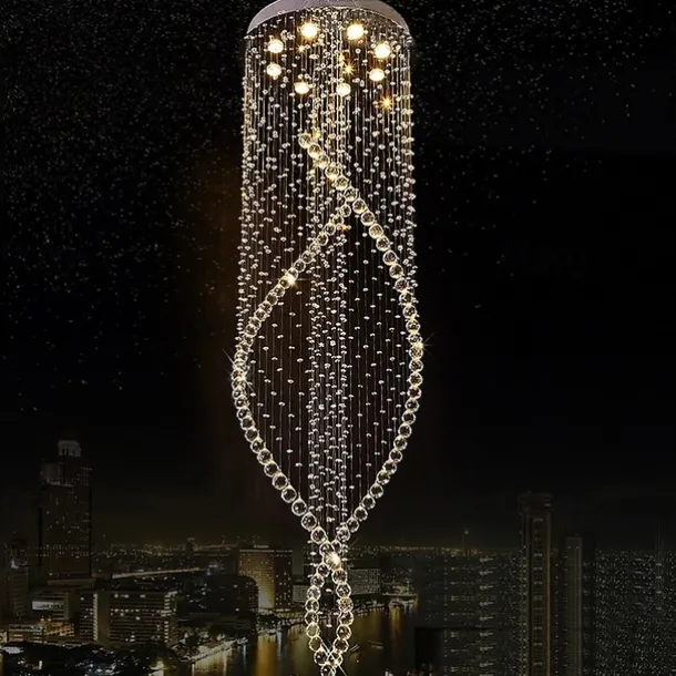 8-Light 60 cm Line Design Modern Pendant Light Crystal Bulb Included Designers Chandelier Metal Electroplated Chic Modern Living Room(Bulb not included )