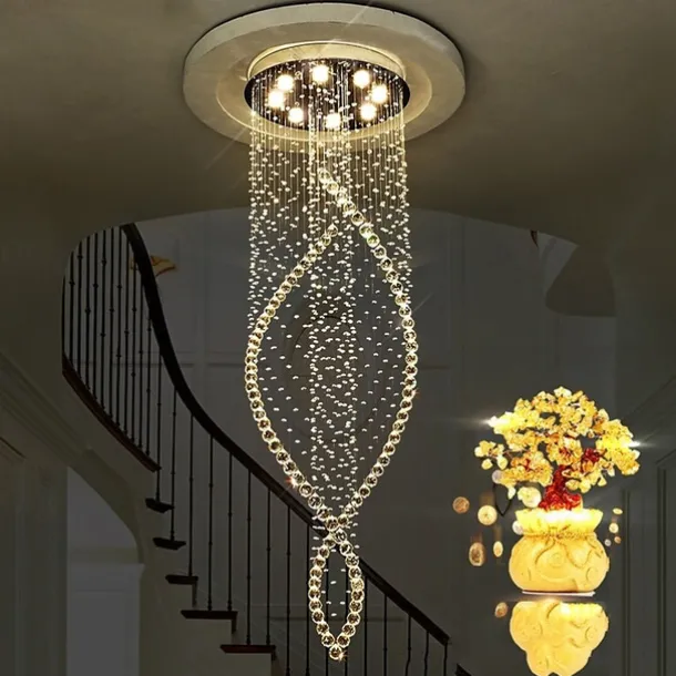 8-Light 60 cm Line Design Modern Pendant Light Crystal Bulb Included Designers Chandelier Metal Electroplated Chic Modern Living Room(Bulb not included )