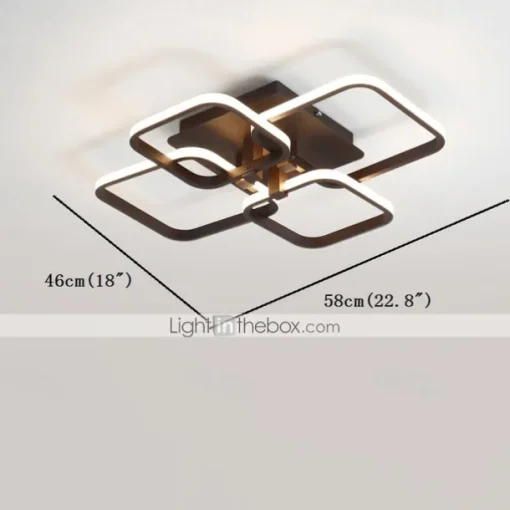 4-Light 58 cm Square Shapes Design Ceiling Lights LED Aluminum Silica gel Ceiling Lamp Modern Nordic Style Kids Room Bedroom Lights 110-120V 220-240V