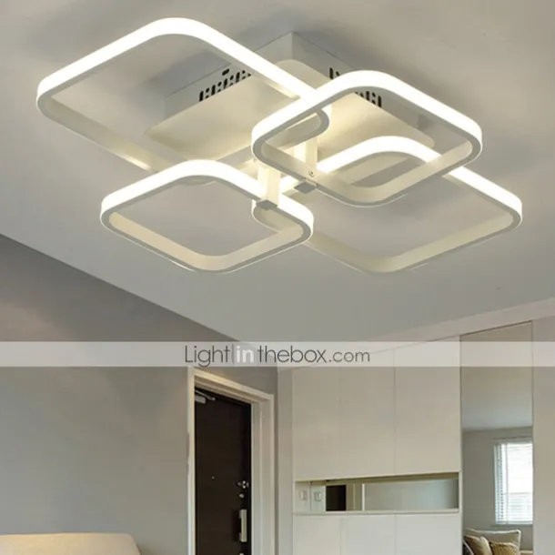 4-Light 58 cm Square Shapes Design Ceiling Lights LED Aluminum Silica gel Ceiling Lamp Modern Nordic Style Kids Room Bedroom Lights 110-120V 220-240V