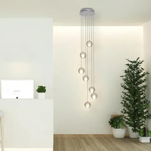 7-Light 10(4") Crystal LED Pendant Light Spherical Design Metal Cluster Chrome Modern Contemporary for Dining Room 90-240V