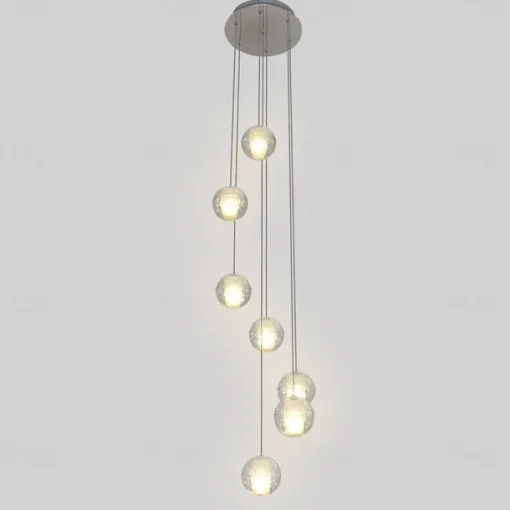 7-Light 10(4") Crystal LED Pendant Light Spherical Design Metal Cluster Chrome Modern Contemporary for Dining Room 90-240V