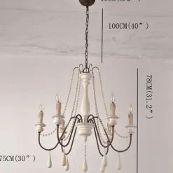 6-Light 6 Lights Vintage Candle Chandelier/ Wood Pendant Light Coffee Bar Rustic Lamp for Living Room Dinning Room Resturant Lights/ E12/E14 without Bulb