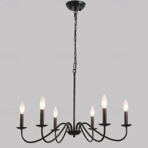 6-Light Black Chandelier Rustic Industrial Iron Chandeliers Lighting for Kitchen, Dining Room, Living Room, Bedroom,35 Inch,E12,110-240V