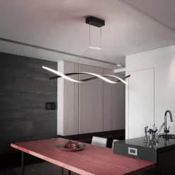 2-Light 80/100cm LED Pendant Light Aluminum Line Design Curl Wave Design Adjustable Chandelier Nordic Style Dining Room Living Room Lights 36W 110-240V ONLY DIMMABLE WITH REMOTE CONTROL