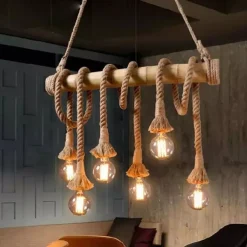 6-Light 80cm Pendant Light LED Cluster Design Wood / Bamboo Country Dining Room Chain / Cord Adjustable 110-120V 220-240V