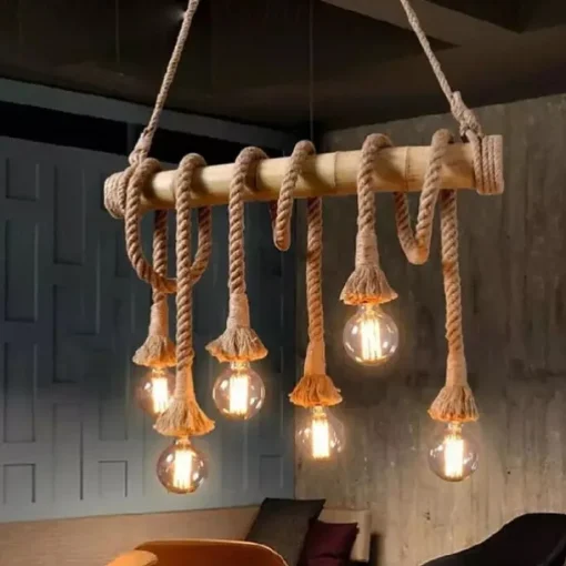 6-Light 80cm Pendant Light LED Cluster Design Wood / Bamboo Country Dining Room Chain / Cord Adjustable 110-120V 220-240V