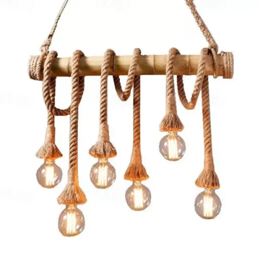 6-Light 80cm Pendant Light LED Cluster Design Wood / Bamboo Country Dining Room Chain / Cord Adjustable 110-120V 220-240V