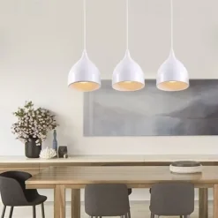 3-Light 19cm Pendant Light LED Horn Shape Design Sland Lights Metal Painted Finishes Minimalist Style Adjustable Living Room Dining Room Lamp 110-120V 220-240V Max 60W