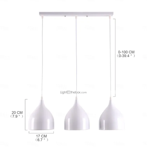 3-Light 19cm Pendant Light LED Horn Shape Design Sland Lights Metal Painted Finishes Minimalist Style Adjustable Living Room Dining Room Lamp 110-120V 220-240V Max 60W
