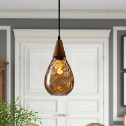 1-Light 30cm Solid Wood Glass Pendant Light LED Sleek Single Design Island Lights Modern Style Restaurant Shops / Cafes Living Room Lights 220-240V 110-120V