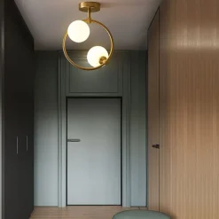 2-light Glass Ball Ceiling Light With Bulb Modern Brass Ceiling Light Fixture Nordic Entryway Hallway 25 cm Geometric Shapes Flush Mount Lights