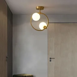 2-light Glass Ball Ceiling Light With Bulb Modern Brass Ceiling Light Fixture Nordic Entryway Hallway 25 cm Geometric Shapes Flush Mount Lights