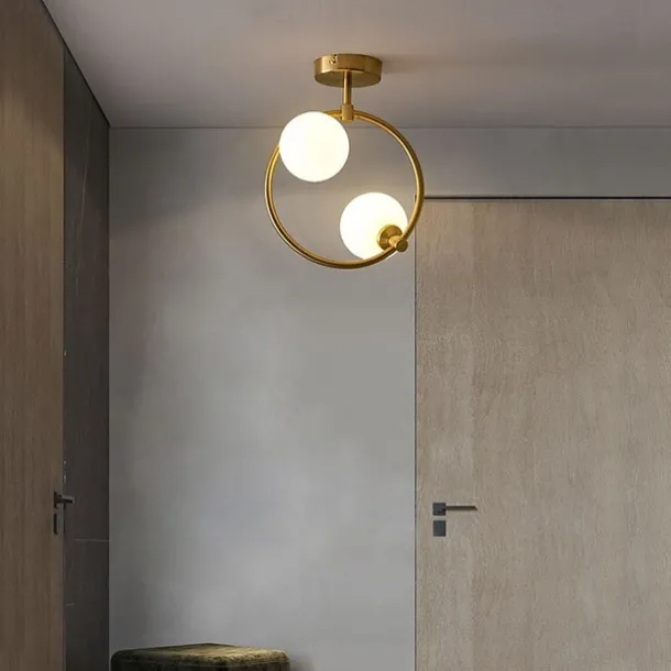 2-light Glass Ball Ceiling Light With Bulb Modern Brass Ceiling Light Fixture Nordic Entryway Hallway 25 cm Geometric Shapes Flush Mount Lights
