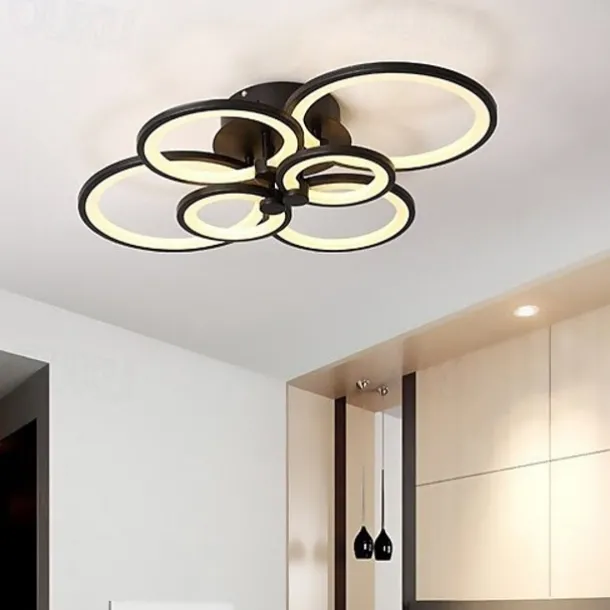 6-Light LED Dimmable Ceiling Light Flush Mount Lights Circle Design Modern Style Simplicity Acrylic 90W Living Room Dining Room Bedroom Light Fixture ONLY DIMMABLE WITH REMOTE CONTROL