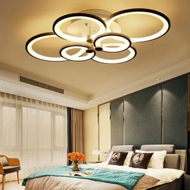 6-Light LED Dimmable Ceiling Light Flush Mount Lights Circle Design Modern Style Simplicity Acrylic 90W Living Room Dining Room Bedroom Light Fixture ONLY DIMMABLE WITH REMOTE CONTROL