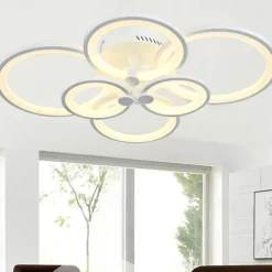 6-Light LED Dimmable Ceiling Light Flush Mount Lights Circle Design Modern Style Simplicity Acrylic 90W Living Room Dining Room Bedroom Light Fixture ONLY DIMMABLE WITH REMOTE CONTROL