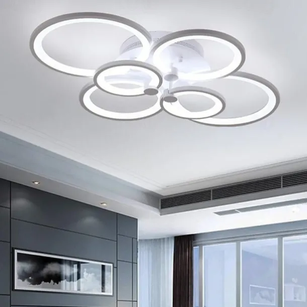 6-Light LED Dimmable Ceiling Light Flush Mount Lights Circle Design Modern Style Simplicity Acrylic 90W Living Room Dining Room Bedroom Light Fixture ONLY DIMMABLE WITH REMOTE CONTROL