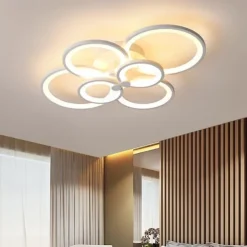 6-Light LED Dimmable Ceiling Light Flush Mount Lights Circle Design Modern Style Simplicity Acrylic 90W Living Room Dining Room Bedroom Light Fixture ONLY DIMMABLE WITH REMOTE CONTROL