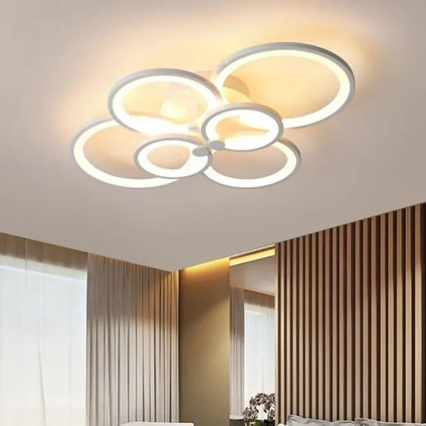 6-Light LED Dimmable Ceiling Light Flush Mount Lights Circle Design Modern Style Simplicity Acrylic 90W Living Room Dining Room Bedroom Light Fixture ONLY DIMMABLE WITH REMOTE CONTROL