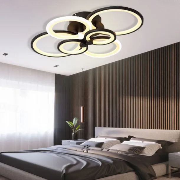 6-Light LED Dimmable Ceiling Light Flush Mount Lights Circle Design Modern Style Simplicity Acrylic 90W Living Room Dining Room Bedroom Light Fixture ONLY DIMMABLE WITH REMOTE CONTROL