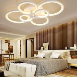 6-Light LED Dimmable Ceiling Light Flush Mount Lights Circle Design Modern Style Simplicity Acrylic 90W Living Room Dining Room Bedroom Light Fixture ONLY DIMMABLE WITH REMOTE CONTROL