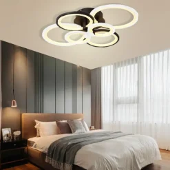 6-Light LED Dimmable Ceiling Light Flush Mount Lights Circle Design Modern Style Simplicity Acrylic 90W Living Room Dining Room Bedroom Light Fixture ONLY DIMMABLE WITH REMOTE CONTROL