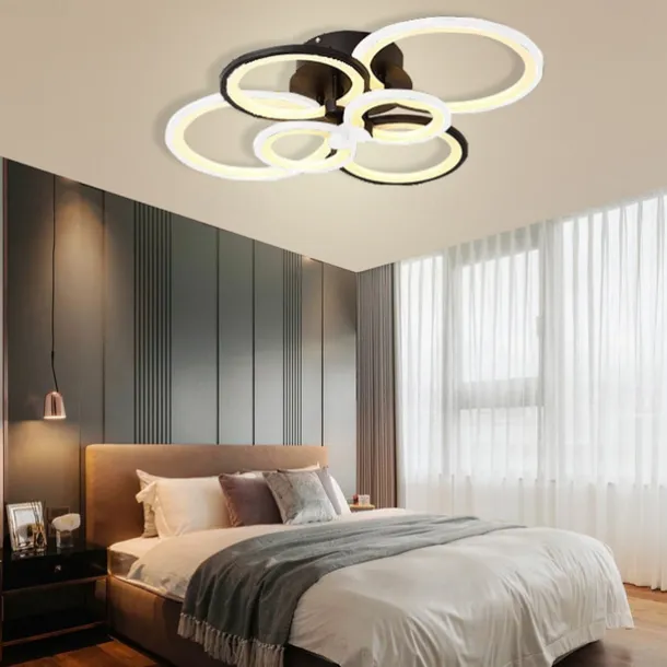 6-Light LED Dimmable Ceiling Light Flush Mount Lights Circle Design Modern Style Simplicity Acrylic 90W Living Room Dining Room Bedroom Light Fixture ONLY DIMMABLE WITH REMOTE CONTROL