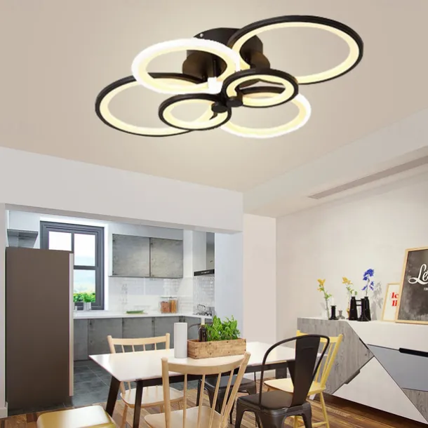 6-Light LED Dimmable Ceiling Light Flush Mount Lights Circle Design Modern Style Simplicity Acrylic 90W Living Room Dining Room Bedroom Light Fixture ONLY DIMMABLE WITH REMOTE CONTROL
