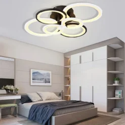 6-Light LED Dimmable Ceiling Light Flush Mount Lights Circle Design Modern Style Simplicity Acrylic 90W Living Room Dining Room Bedroom Light Fixture ONLY DIMMABLE WITH REMOTE CONTROL