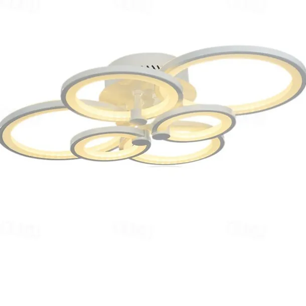 6-Light LED Dimmable Ceiling Light Flush Mount Lights Circle Design Modern Style Simplicity Acrylic 90W Living Room Dining Room Bedroom Light Fixture ONLY DIMMABLE WITH REMOTE CONTROL