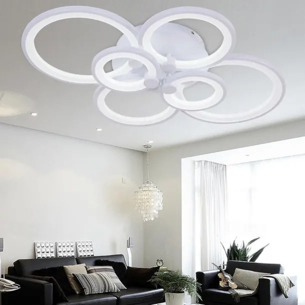 6-Light LED Dimmable Ceiling Light Flush Mount Lights Circle Design Modern Style Simplicity Acrylic 90W Living Room Dining Room Bedroom Light Fixture ONLY DIMMABLE WITH REMOTE CONTROL