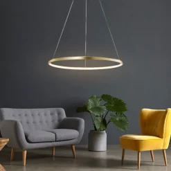 1-Light LED Pendant Light 40cm 60cm 80cm Aluminum Acrylic Circle Gold White Black Painted Finishes Dimmable for Modern Simple Home Kitchen Bedroom 25W 38W 50W ONLY DIMMABLE WITH REMOTE CONTROL