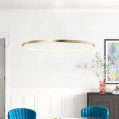1-Light LED Pendant Light 40cm 60cm 80cm Aluminum Acrylic Circle Gold White Black Painted Finishes Dimmable for Modern Simple Home Kitchen Bedroom 25W 38W 50W ONLY DIMMABLE WITH REMOTE CONTROL
