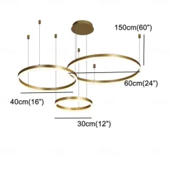 1-Light LED 60W Circle Design Chandelier/ LED Modern Pendant Lights For Living Room Coffee Bar Shop Room ONLY DIMMABLE WITH REMOTE CONTROL