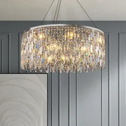 Light luxury living room chandelier new modern simple round light luxury crystal lamp designer home atmosphere restaurant chandelier