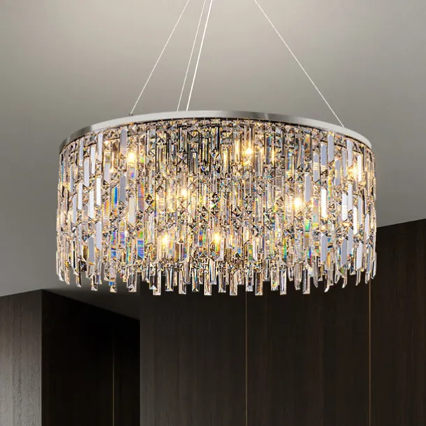 Light luxury living room chandelier new modern simple round light luxury crystal lamp designer home atmosphere restaurant chandelier