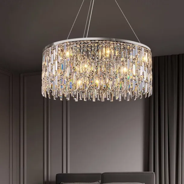 Light luxury living room chandelier new modern simple round light luxury crystal lamp designer home atmosphere restaurant chandelier