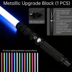 Light Up Toys Metal Hilt 3 Sound Modes Rechargeable Force FX Heavy Dueling Light Toys Set Cosplay Children Adults for Hallown for Christmas Gifts
