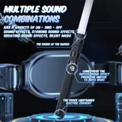 Light Up Toys Metal Hilt 3 Sound Modes Rechargeable Force FX Heavy Dueling Light Toys Set Cosplay Children Adults for Hallown for Christmas Gifts