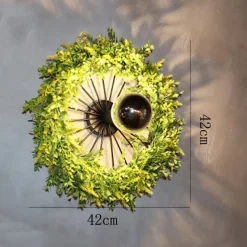 Lightinthebox Ceiling Lights LED Plant Garland Style Wall Light E27 Semi - Electroplated Bulb Wheel Shape Wrought Iron Faux Green Plant Wall Mount Bar Cafe Decor 110-240V