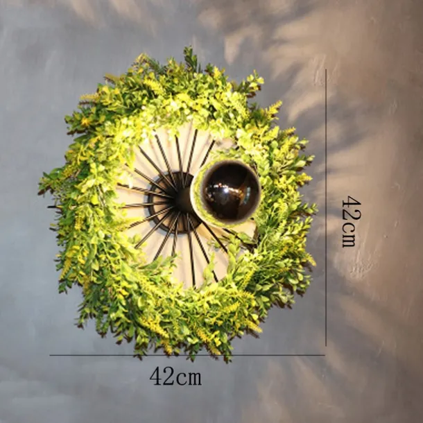 Lightinthebox Ceiling Lights LED Plant Garland Style Wall Light E27 Semi - Electroplated Bulb Wheel Shape Wrought Iron Faux Green Plant Wall Mount Bar Cafe Decor 110-240V
