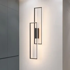 Lightinthebox LED Wall Lights Indoor Black Rectangle Double Light Wall Mounted Light Modern LED Metal Wall Lighting for Bedroom Dining Room Bedside lamp Living Room