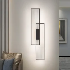 Lightinthebox LED Wall Lights Indoor Black Rectangle Double Light Wall Mounted Light Modern LED Metal Wall Lighting for Bedroom Dining Room Bedside lamp Living Room