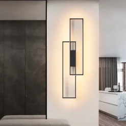 Lightinthebox LED Wall Lights Indoor Black Rectangle Double Light Wall Mounted Light Modern LED Metal Wall Lighting for Bedroom Dining Room Bedside lamp Living Room