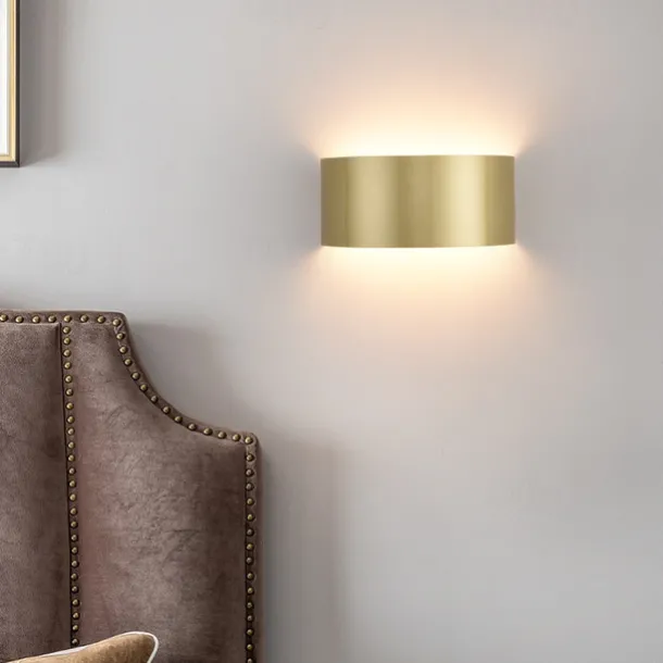 Lightinthebox LED Wall Sconce Gold Half-Cylinder Wall Light Fixture Postmodern 1 Light Metal Flush Wall Sconce Up and Down Wall Lights Copper Wall Lamps