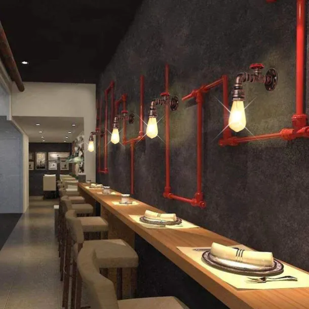 Lightinthebox Retro Wall Lamp Industrial Retro Wall Lamp Creative Water Pipe Wall Lamp Tieyi Maximum 60W Applicable to Bedroom Kitchen Restaurant Loft Cafe Bar Corridor