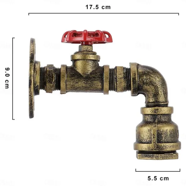 Lightinthebox Retro Wall Lamp Industrial Retro Wall Lamp Creative Water Pipe Wall Lamp Tieyi Maximum 60W Applicable to Bedroom Kitchen Restaurant Loft Cafe Bar Corridor